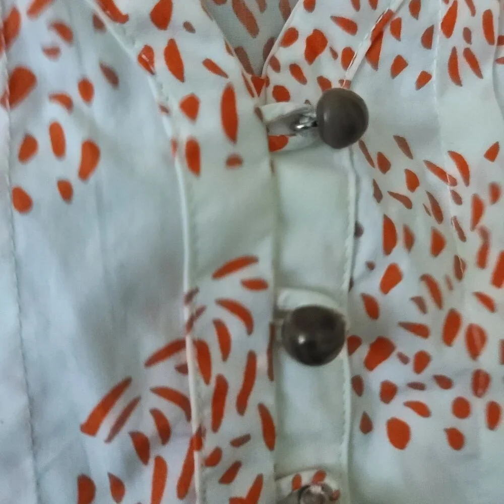 Anthopologie Moglea Danae Poplin Babydoll Blouse Sz XS White/Orange Boho NWT - Picture 9 of 12